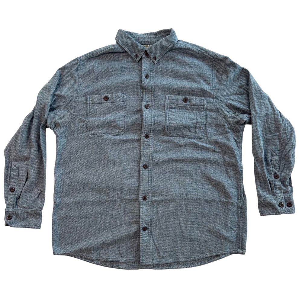 Duluth Trading Co Mens XL Slim Fit Blue Textured Cotton Button Down Shirt 323730